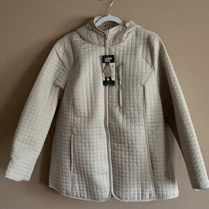 NWT Lands' End Women's Quilted Hooded Jacket in Cream